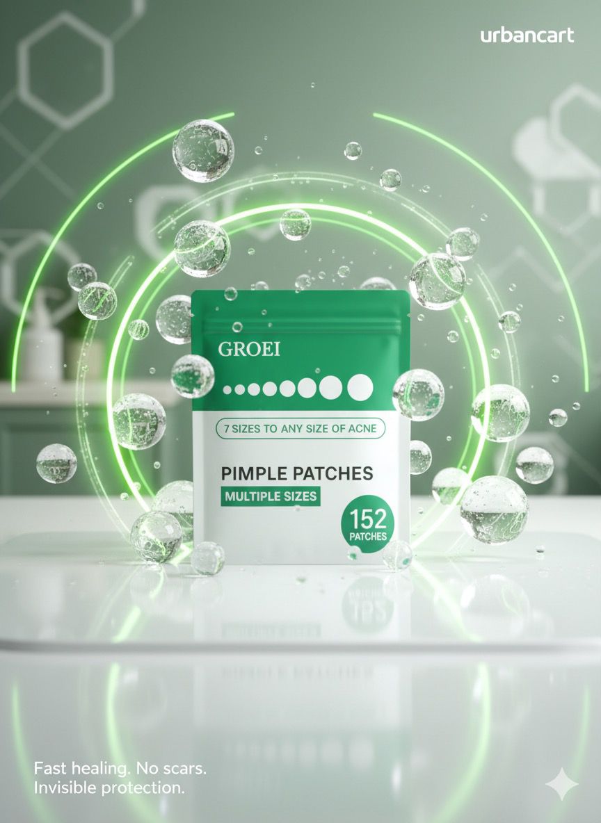 UrbanCart™ Hydrocolloid Acne Patch Kit – 152 Multi-Size Pimple Covers (Salicylic Acid + Tea Tree)
